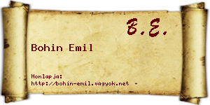 Bohin Emil névjegykártya